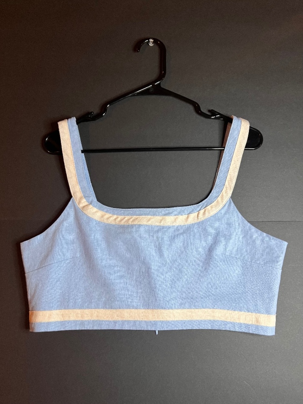 Avec Les Filles Linen Blend Crop Bralette Tank Top